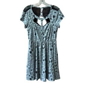 Hot Topic Suicide Squad Skater Mini Dress Size Medium Gray Graffiti Harley Quinn
